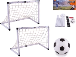 Sæt med 2 fodboldmål med bold og pumpe