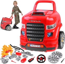 værksted for den lille automekaniker med adskillelig motor og fjernbetjening