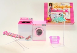 Glorie vasketøjssæt til dukker med vaskemaskine, tørretumbler og strygebræt