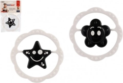 Plastisk rangle og bidering i ring 12 cm, sort/hvid, fra 0 måneder