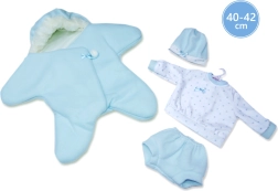 Tøj til dukke NEW BORN 40–42 cm – fleece-stjerne, 3‑delt sæt