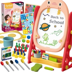 WOOPIE dobbelt­siddet magnettavle til tegning og læring af bogstaver og tal, 56 dele