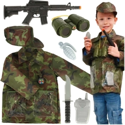 Camouflagekostume til børn med militærudstyr, 3-8 år