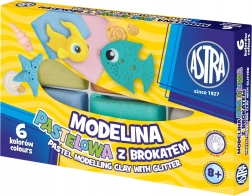 Termohærdende modellervoks ASTRA, 6 pastelfarver med glimmer