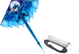 Stor blå drage med lang hale 170 cm x 130 cm