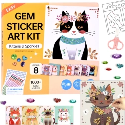 Diamantklistermærkekunst med killinger og glitter – kreativt sæt med 8 billeder