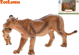 Plastikfigur af løve eller løvinde med unge ZOOLANDIA 13 cm