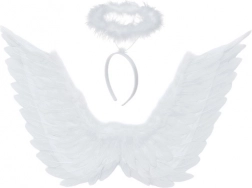 englevinger med glorie, hvide 70 × 45 cm