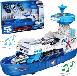 interaktiv politipatruljebåd 1:16 + 3 metalbiler – Woopie