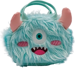 Plysbetrukket taske Monster turkis