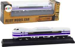 Metalsamlermodel af tog 1:48 hvid‑lilla