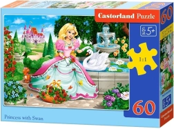 Puslespil 60 brikker - Prinsesse med svane