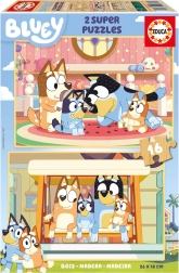 Træpuslespil Bluey 2x16 brikker fra Educa