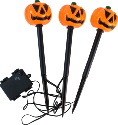LED havepæle græskar Halloween, sæt med 3 stk., 30 cm