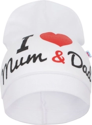 Babyhue new baby i love mum and dad hvid 3–9 mdr.