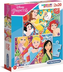 Puslespil 2×20 brikker super color – prinsesser