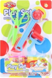 Modeleringssæt til børn med mønsterhjul, saks og kagerulle