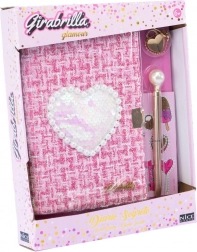 Tweed-dagbog med paillet-hjerte