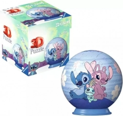 3D puzzleball DISNEY Stitch og Angel 54 brikker
