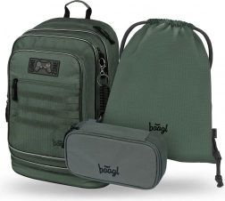 Baagl Sæt 3 Cubic Grove: rygsæk, penalhus, pose