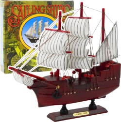 Dekorativ model af tremastet skib rød 24x23 cm