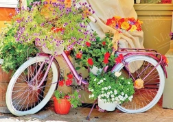 Puslespil cykel med blomster 1000 brikker