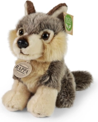 Plysset siddende ulv 18 cm – miljøvenlig