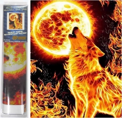 Diamantmaleri Flammende Fuldmåne 30x40 cm