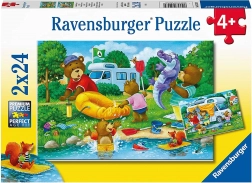 Puslespil Bjørnefamilie på camping 2×24 brikker RAVENSBURGER