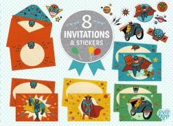 DJECO gavesæt med invitationer Superhelte