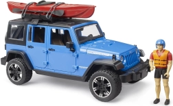 Bruder Jeep Wrangler Rubicon med kajak og figur i målestok 1:16