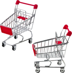 Mini metal indkøbsvogn til børn og dukker – dekoration og organizer