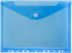 Dokumentlomme med trykknap A4 med eurohuller Opaline blå (pakke med 5 stk)
