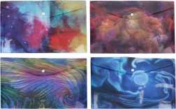 Plastmappe med trykknap A4, mix af farver