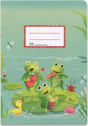Skolehæfte A5 med hjælpelinje Frøer 10 ark