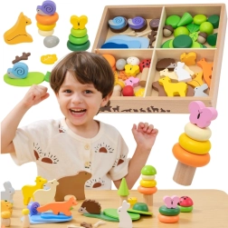 Viga træfarvede klodser Skovfortællinger, 58 dele