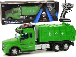 Grøn fjernstyret skraldebil med lys og lyde 2,4G