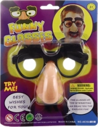 Karnevalsbriller med næse og moustache