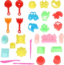 Farverige sandkasselegetøj - skovle og forme