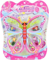 Træperler til børn – sæt med sommerfuglemotiv