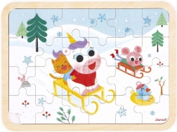 Janod træpuslespil med fejlfinding – kælkning, 24 brikker