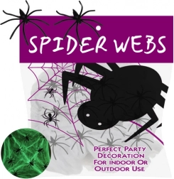 Selvlysende spindelvæv til Halloween med 20 edderkopper Ruhhy