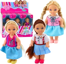 Mini-dukke KAIBIBI med langt hår, farverig kjole, 12 cm