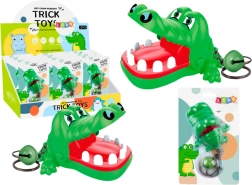 Nøglering med bidende krokodille og klokke grøn