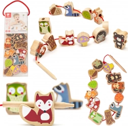 Snørelegetøj i træ med skovdyr, 13 dele – Classic World