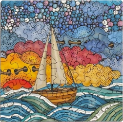 Kvadratisk puslespil Q Silver: sejlbåd 72 brikker