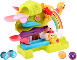 Interaktiv dobbeltsporet bane til kugler og bil 2-i-1 med lyde