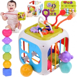 Uddannelsesaktiv terning med formsorterer og små klokkespil