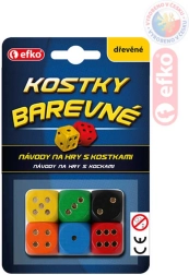 EFKO træspilleterninger i farver (6 stk.)
