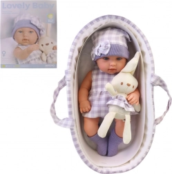 Dukke med lille dyr 33 cm